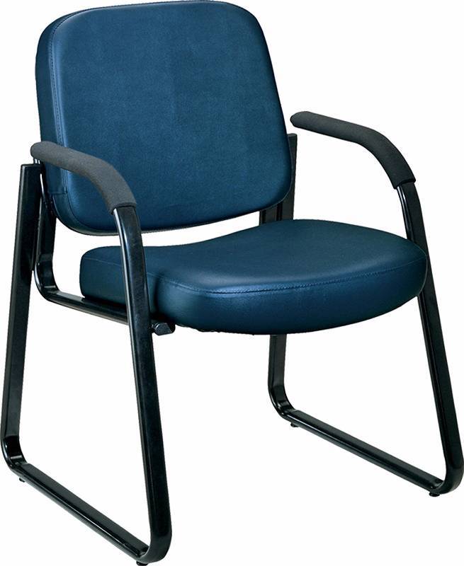 lot 1067 image: New In Box OFM Vinyl GuestReception Chair with Arms Navy Blue Color (Lowest on Amazon $113.05)