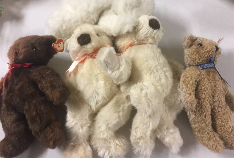 lot 1199 image: FIVE Original Large 8-12 Inch Ty Beanie Babies Teddy Bears