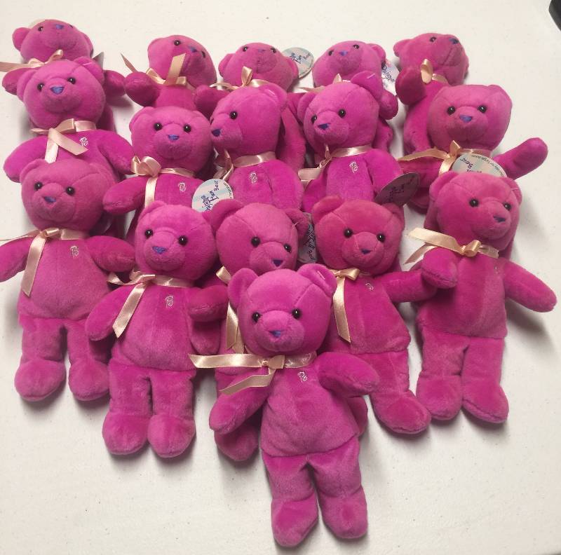 lot 1211 image: Huge Lot of 21 Barbie Beanie Baby Type Teddy Bears with Mint Tags