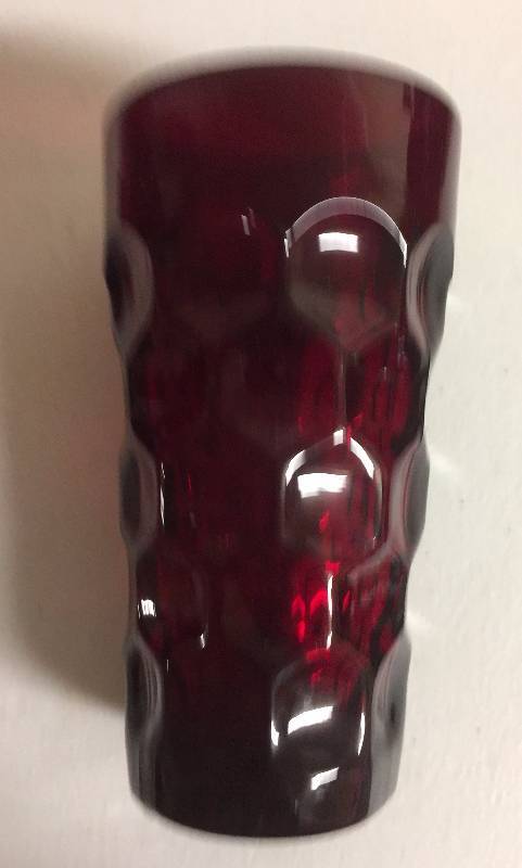 lot 1232 image: 6 Inch Tall Deep Ruby Red Glass Very Heavy Cup