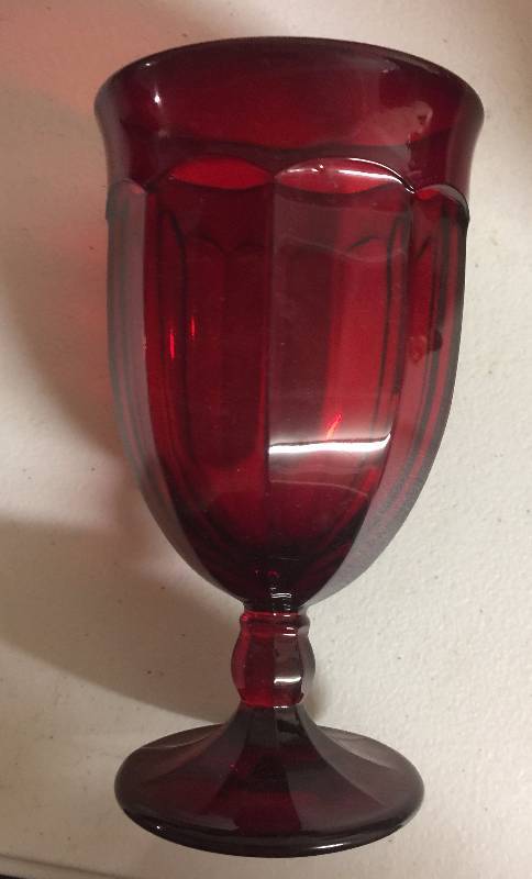 lot 1239 image: Heavy Deep Ruby Red Wine Chalis 6 Inches Tall
