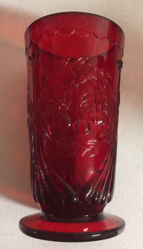 lot 1240 image: 8 Inch Tall Deep Ruby Red Heavy Glass