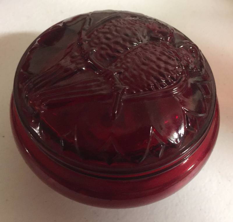 lot 1242 image: 5 Inch Wide Deep Ruby Red Color Candy Dish