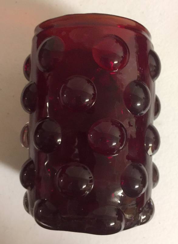 lot 1250 image: Deep Ruby Red Decorated Glass 6 Inch Tall Cup