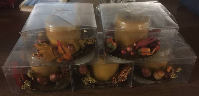 lot 1267 image: Five Count 3 Inch Tall & Wide Spiced Apple Scented Candles