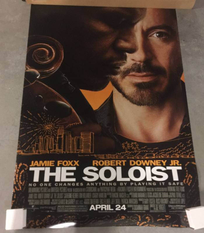 lot 1277 image: The Soloist Original Like New Movie Poster Jamie Foxx & Robert Downey Jr. 4 ft x 7 ft Large Movie Theater Lobby Poster