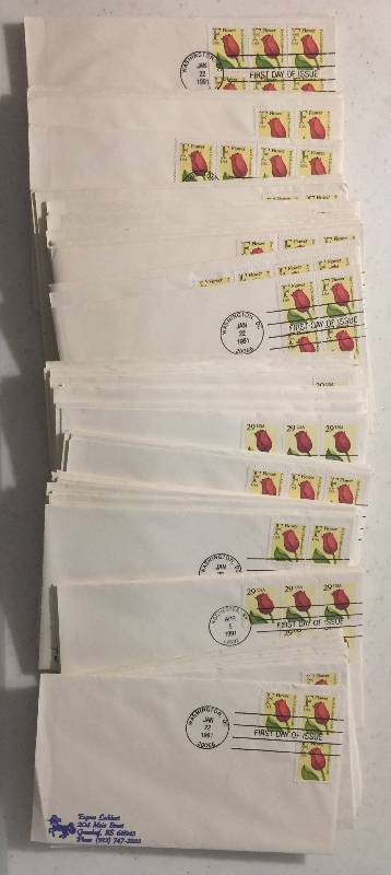 lot 1293 image: 205 Total Stamps Flower Forever Stamp First Day of Issue Jan 22 1991