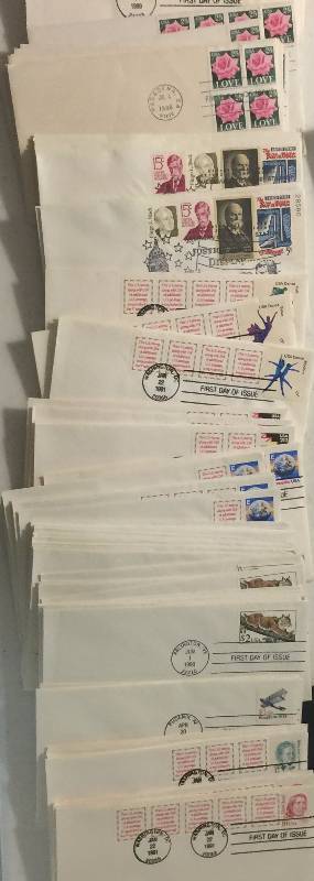 lot 1295 image: 164 Random Value First Day of Issue Stamps Postmarked 1988-1991 5 cents to $2 Stamps in Lot
