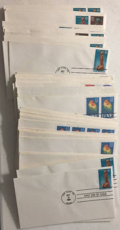lot 1296 image: 148 Total Stamps First Day of Issue Stamps 1989-1991 Random ValuesRandom Dates Lots of Multiples