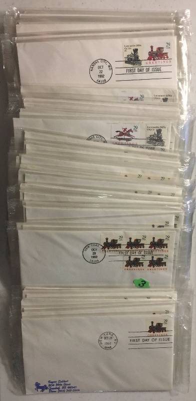 lot 1305 image: 180 Total Stamps Greetings & Transportation Stamps First Day of Issue Oct 22, 1991 Postmarked Stamps Still in New Package