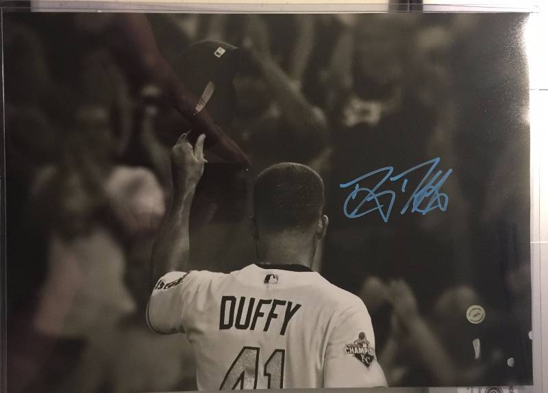 lot 806 image: Signed 11x14 inch Signed Danny Duffy Photograph Kansas City Royals Blue Ink Signature