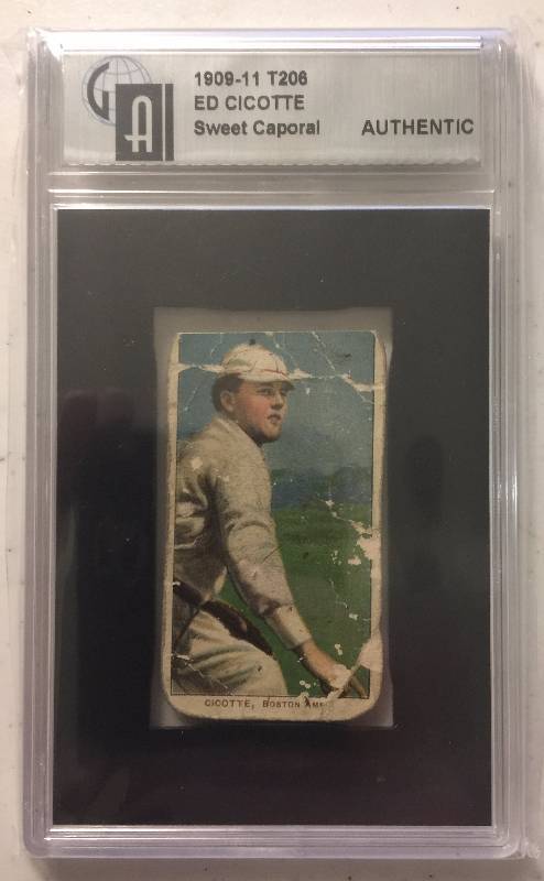 lot 821 image: Original and Authentic Graded 1909-11 T206 Ed Cicotte Chicago Black Sox Player Sweet Corporal Red Back