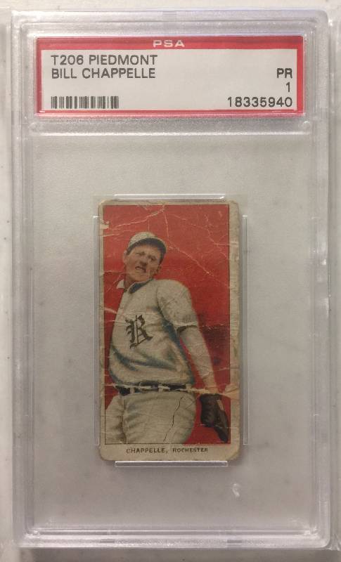 lot 823 image: PSA PR 1 Graded Original 1909-11 T206 Bill Chappelle Piedmont Back Tobacco Baseball Card