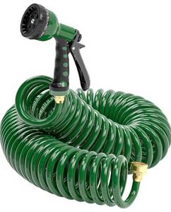 lot 49225 image: Set Of 3 Coiled Hoses And Sprayers, Green.
