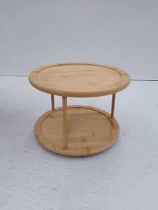 lot 49230 image: Retail - $29.99 Lipper Bamboo Turntable, 2-Tier
