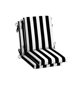 lot 49936 image: ARDEN SELECTIONS 20 in. x 20 in. Black Cabana Stripe, High Back Outdoor Dining Chair Cushion (2-Pack) &amp 1 Square Seat Cushion.