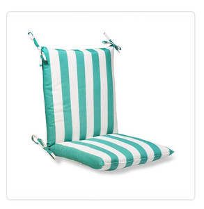 lot 49937 image: 20 inch&nbsp x 20 inch Outdoor Standard Midback Dining Chair Cushion, Awning Stripe Seaglass (4) Retail $102.00