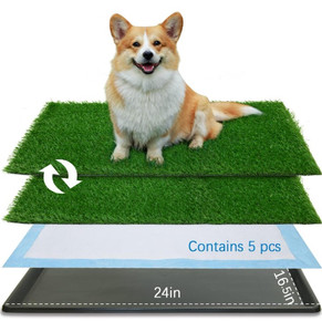lot 49952 image: Oiyeefo Dog Grass pad with Tray, 24-inch x 16.5 inch.