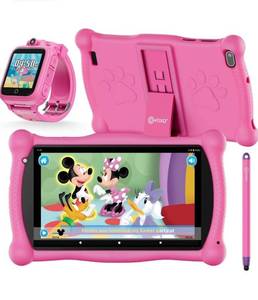 lot 49198 image: Contixo Kids Tablet, V10 7 Inch Tablet for Kids and Smart Watch Bundle, (Pink) Retail $99.98