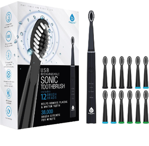 lot 49199 image: Pursonic Whitening USB Rechargeable Sonic Toothbrush-12 Brush Heads- 38,000 Brush Strokes Per Minute-3 Brushing Modes with 2 Minute Auto Timer (Pink)