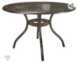 lot 49958 image: Christopher Knight Home Phoenix Cast Aluminum Round Table, Hammered Bronze, Dimensions 47.75 inches L x 47.75 inches W x 30.00 inches H.