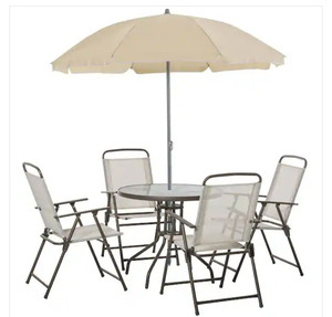 lot 49971 image: Outsunny 6-Piece Metal Round Outdoor Dining Furniture