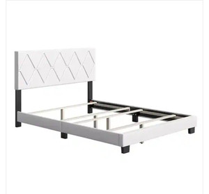 lot 49973 image: Boyd Sleep Charlat Contemporary Faux Leather Platform Bed, Full, White