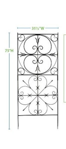 lot 49981 image: Aldrich Garden Trellis, 75 in. Tall Graphite Powder Coat Finish, Retail $114.48