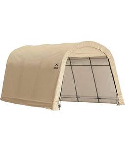 lot 49983 image: ShelterLogic All-Steel Metal Frame Round Style Roof Instant Garage and AutoShelter (2 Boxes)