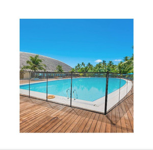 lot 49984 image: 4 ft. x 48 ft. Black Hook Buckle Connected Removable Pool Fence for In-ground Pools with Pool Safety Fence Section Kit, Retail $268.03