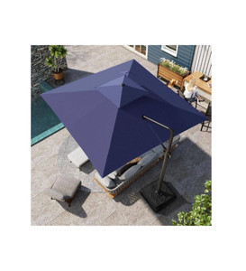 lot 49988 image: Double top 11 ft. x 11 ft. Rectangular Heavy-Duty 360-Degree Rotation Cantilever Patio Umbrella in Navy Blue, Retail $233.00