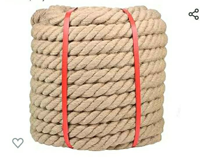 1-1/2 Inch x 100 Feet, Twisted Manila Rope Thick Jute Rope 1.5in for  Landscaping, Crafts,Sporting, Marine,Projects and Tie-Downs** retail  $150.69