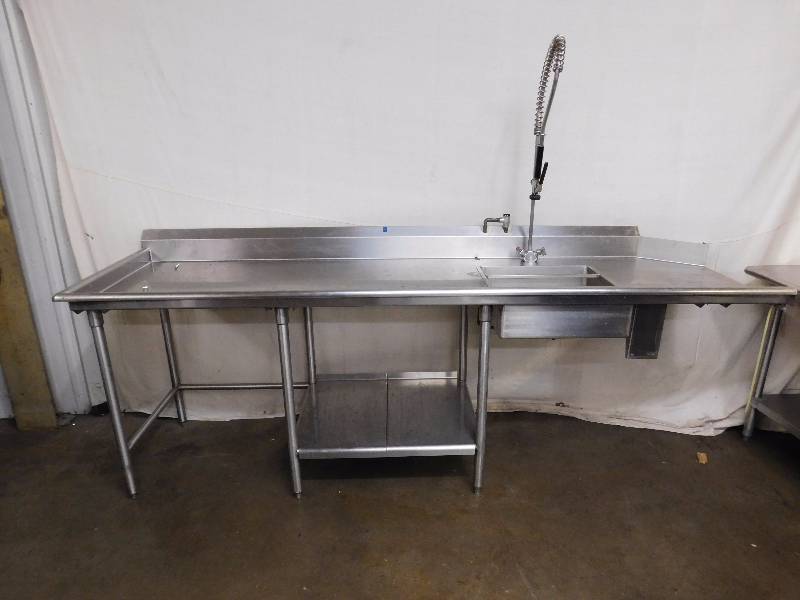 lot 187 image: Dirty Side Dish Table wSpray Down and Under Shelf
