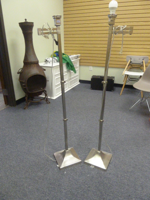 lot 53 image: SET OF TWO METAL LAMPS WITH SWIVEL HEADS