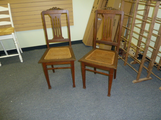 lot 50 image: PAIR OF NICE OLD WOODEN CHAIRS