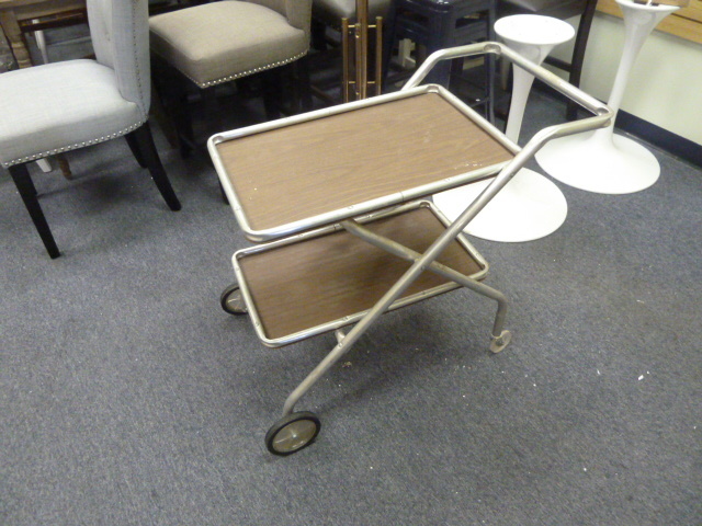 lot 18 image: WOOD AND METAL CART - FOLDS UP