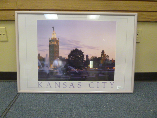 lot 152 image: KANSAS CITY FOUNTAIN SKYLINE FRAMED PICTURE