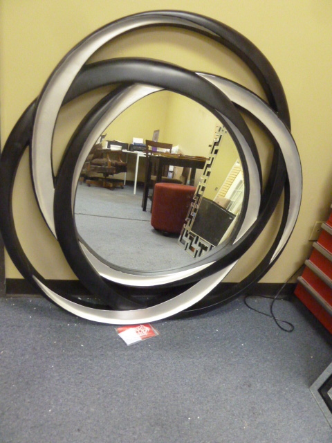 lot 87 image: LARGE MODERN FRAMED MIRROR - HAS SMALL FLAW