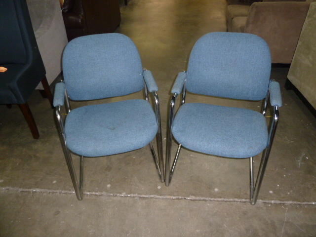 lot 188 image: SET OF TWO BLUE OFFICEWAITING ROOM CHAIRS