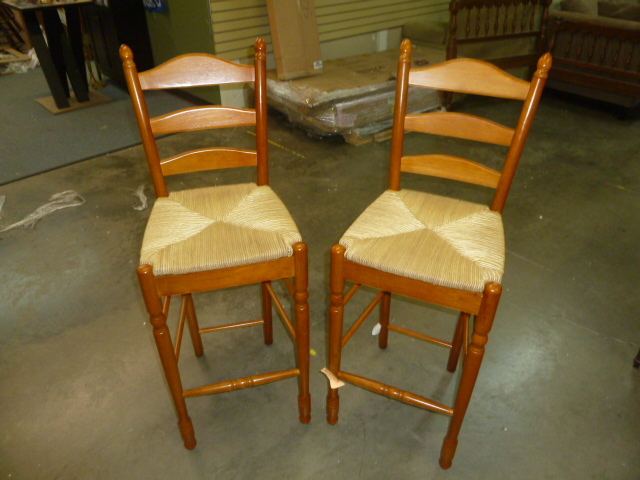 lot 212 image: SET OF WICKER SEAT LADDER BACKED CHAIRS