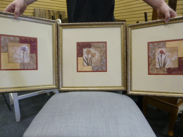 lot 297 image: SET OF THREE FRAMED FLOWER PRINTS
