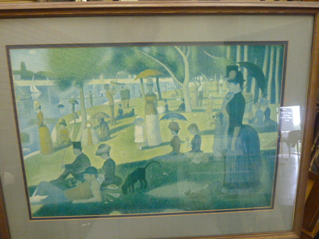 lot 265 image: GREEN HUED PEOPLE IN PARK PRINT