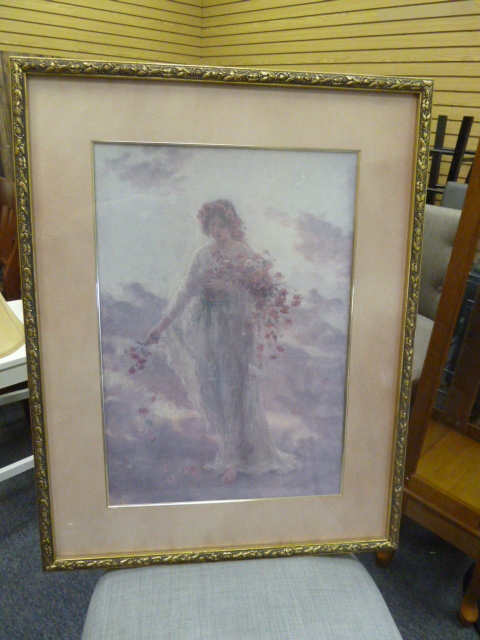 lot 256 image: WOMAN WITH FLOWERS PRINT