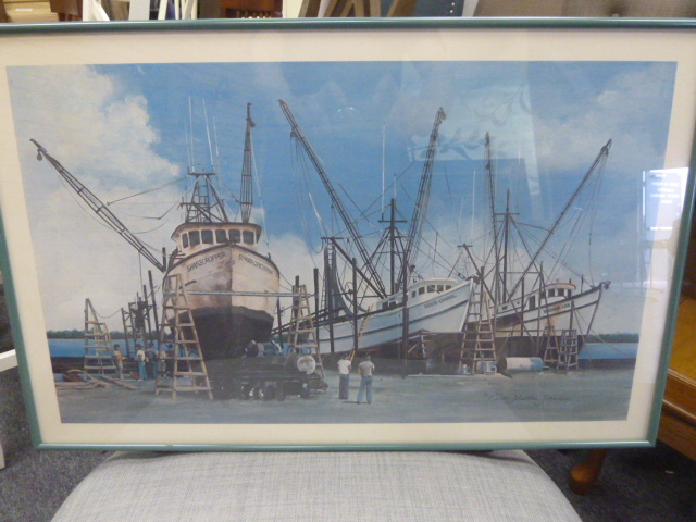 lot 241 image: HARBORED SHIPS PRINT