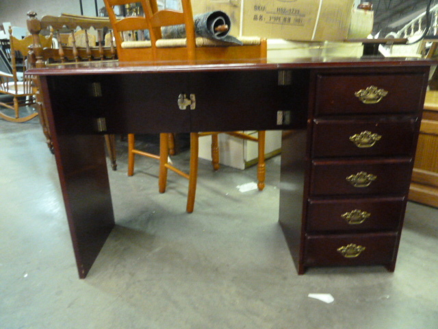 lot 217 image: SMALL DARK RED DESK - FOLDS UP