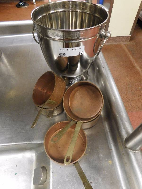 lot 27 image: Metal Container and Copper Pots
