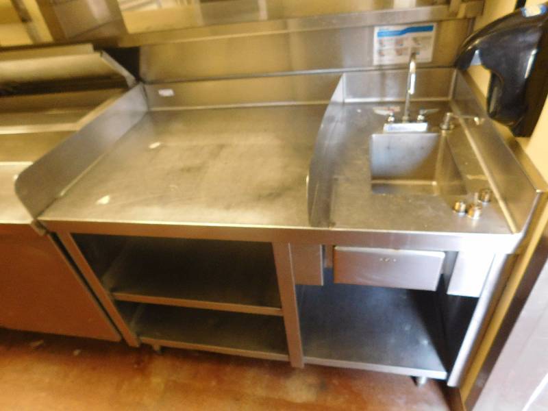 lot 62 image: Stainless Steel Prep Table With Sink