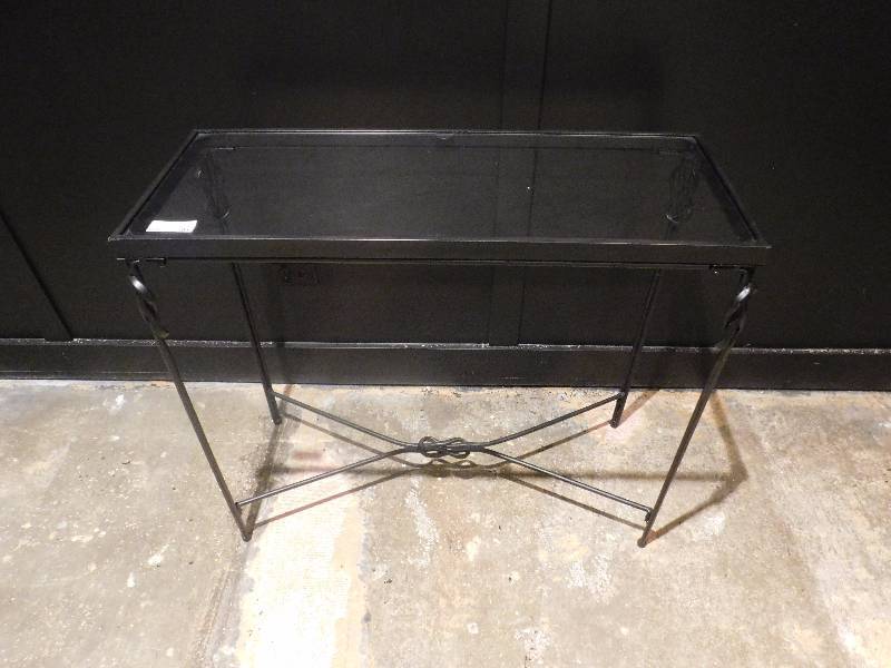 lot 91 image: Metal Table WIth Glass Top