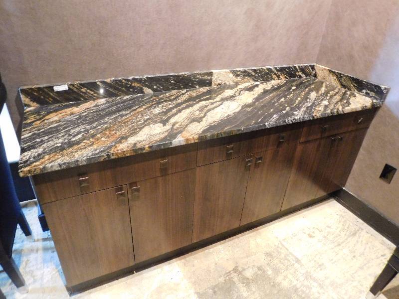 lot 94 image: Wood Cabinet With Granite Top