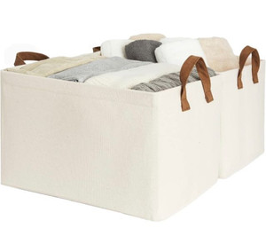 lot 1930 image: StorageWorks Metal Storage Baskets For Shelves With Frame, Rectangle Storage Bins, Natural Color, 2-Pack